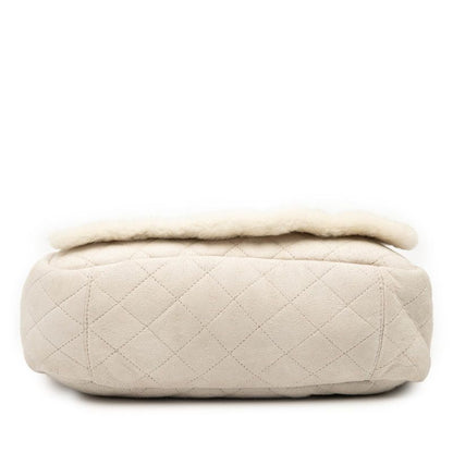 Chanel Matelasse Cocomark Accordion Bag Chain Shoulder Bag Gray Shearling