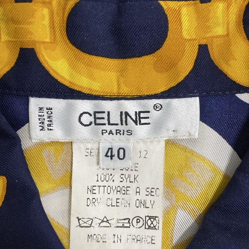 Celine Long Sleeve Shirt Blouse Size 40 M Women's - Dark Navy X Orange X White