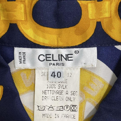 Celine Long Sleeve Shirt Blouse Size 40 M Women's - Dark Navy X Orange X White