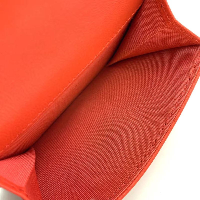 Chanel Coco Mark Serial Number 28 Caviar Skin Red Trifold Wallet Silver