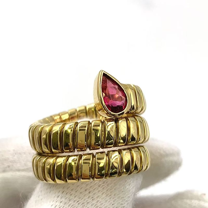 Bvlgari Tubogas Pink Tourmaline 18k Yellow Gold X Tourmaline Yellow Gold Ring
