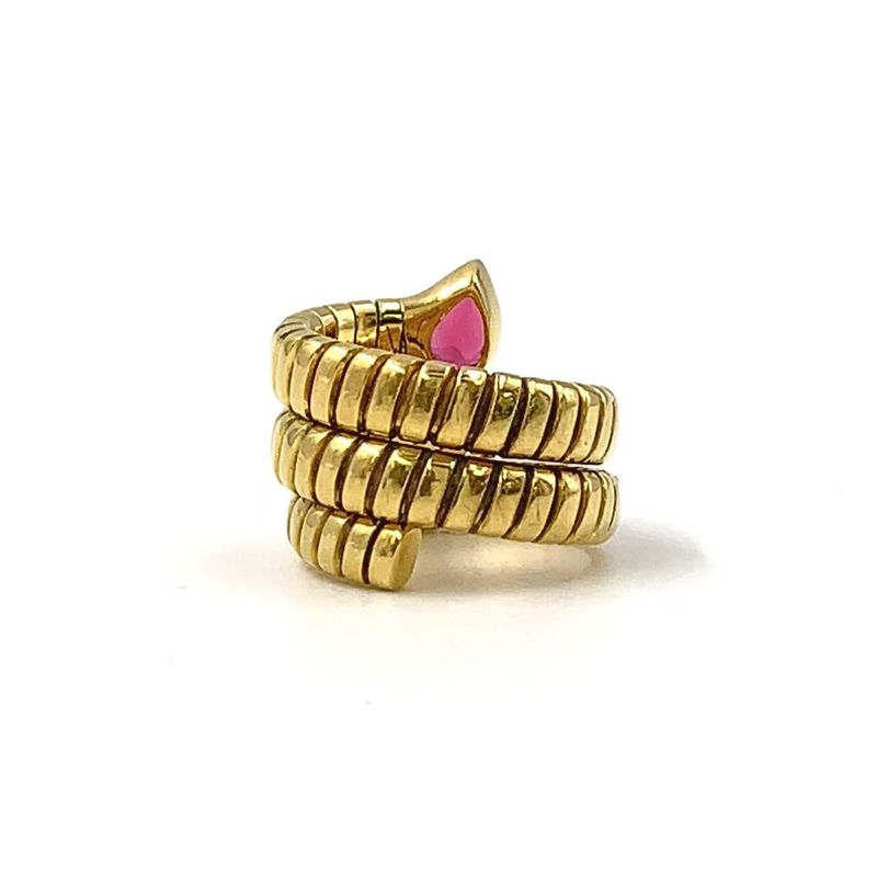 Bvlgari Tubogas Pink Tourmaline 18k Yellow Gold X Tourmaline Yellow Gold Ring