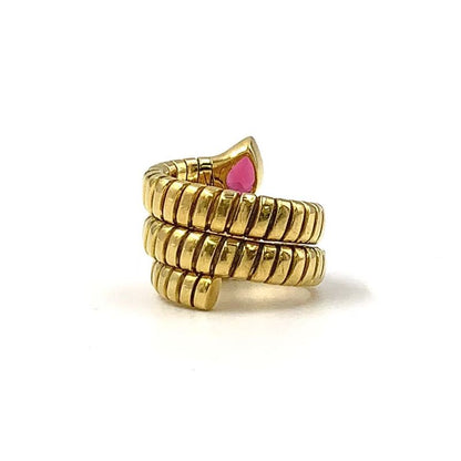 Bvlgari Tubogas Pink Tourmaline 18k Yellow Gold X Tourmaline Yellow Gold Ring