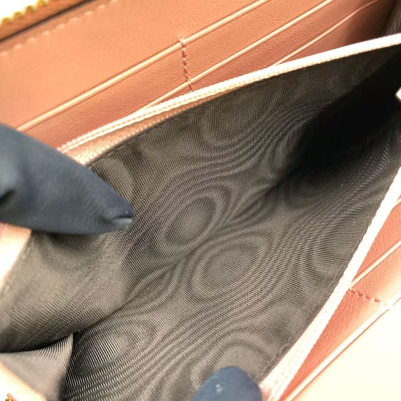 Gucci Micro Gucci Shima Leather Pink Long Wallet Gold