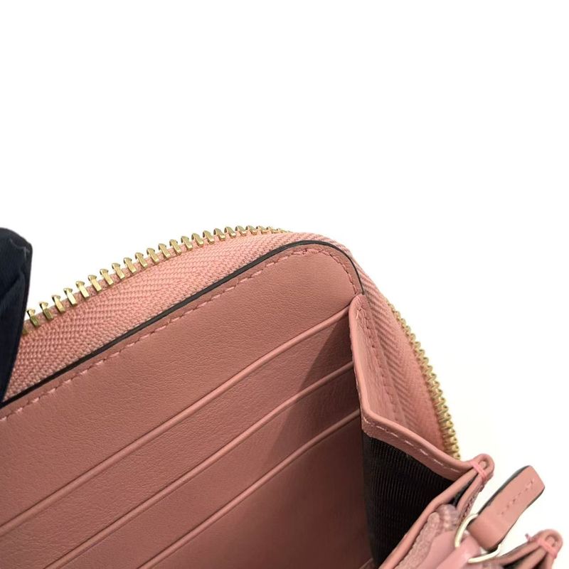 Gucci Micro Gucci Shima Leather Pink Long Wallet Gold