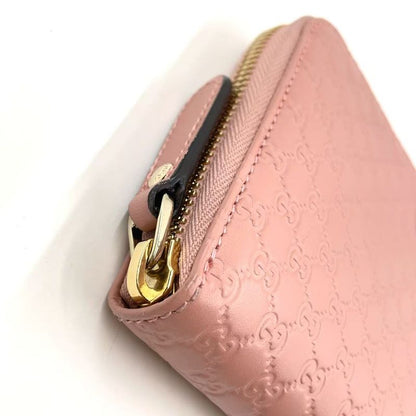 Gucci Micro Gucci Shima Leather Pink Long Wallet Gold