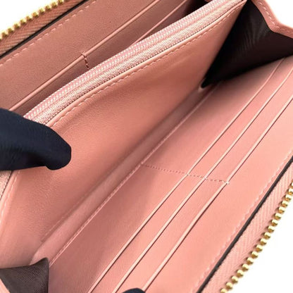 Gucci Micro Gucci Shima Leather Pink Long Wallet Gold