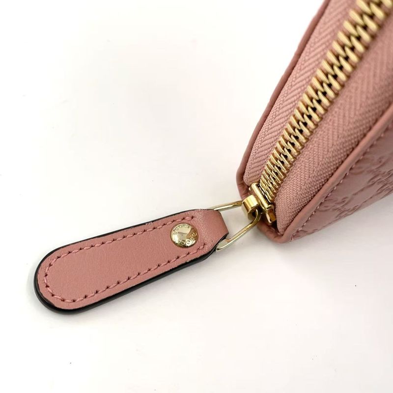 Gucci Micro Gucci Shima Leather Pink Long Wallet Gold