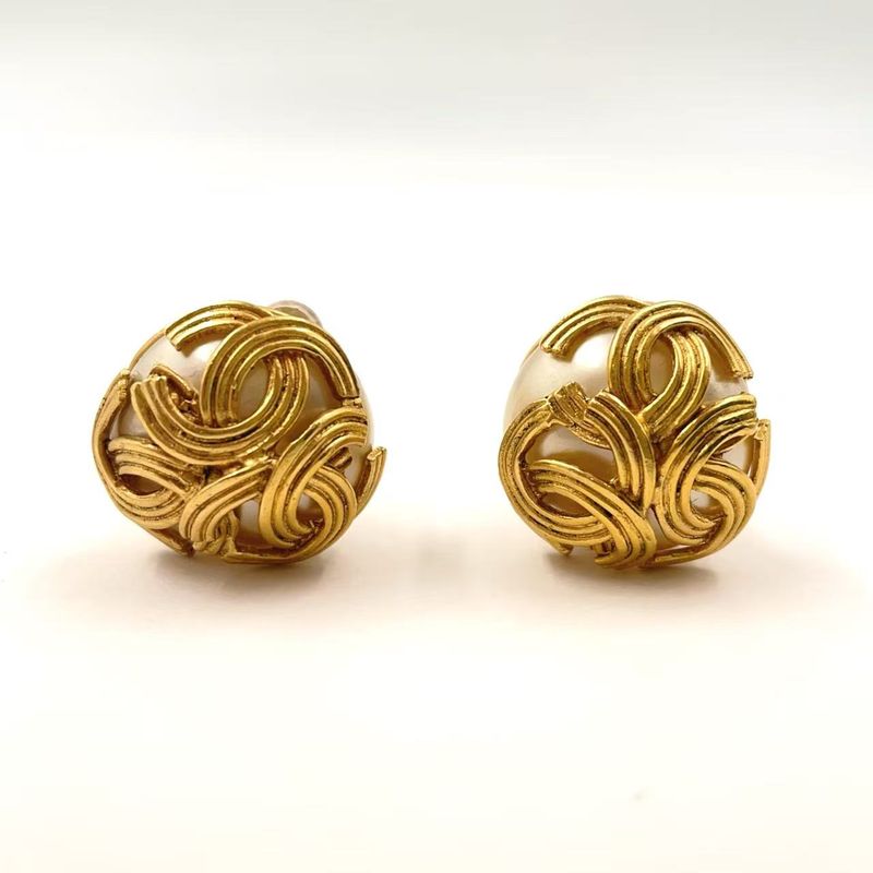 Chanel Triple Coco Mark GP Gold Earring