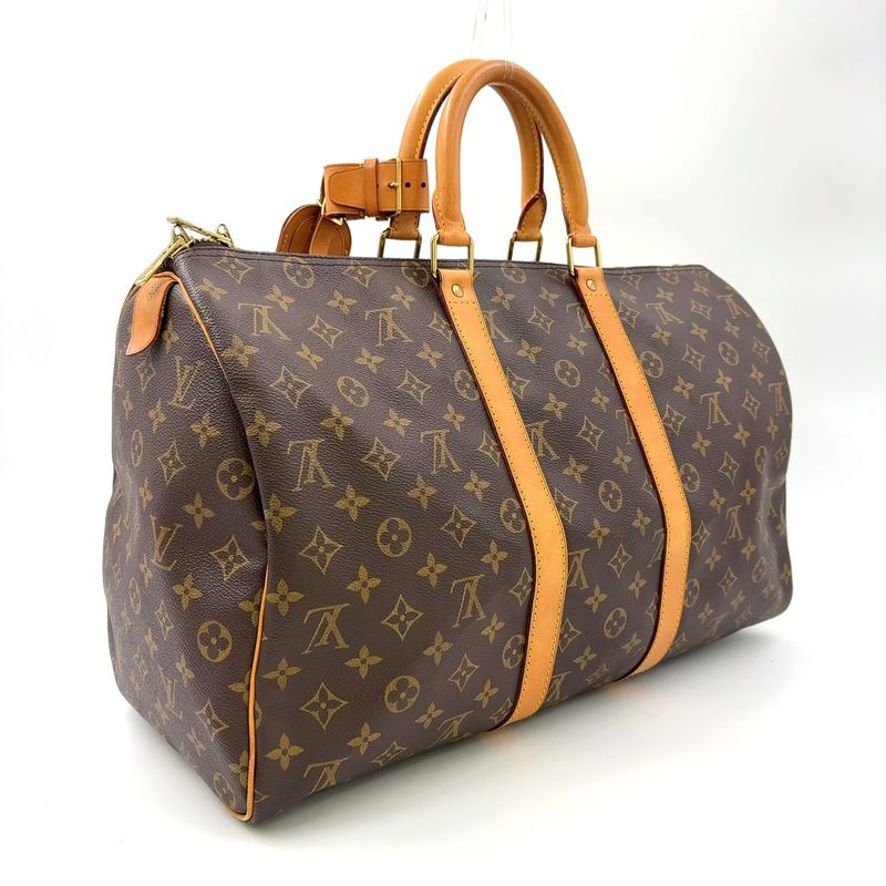 Louis Vuitton Keepall 45 Monogram Leather X PVC Brown Boston Bag Gold M41428