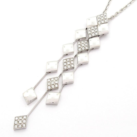 Chanel Necklace Matelasse 18k White Gold×diamond Pave Diamond