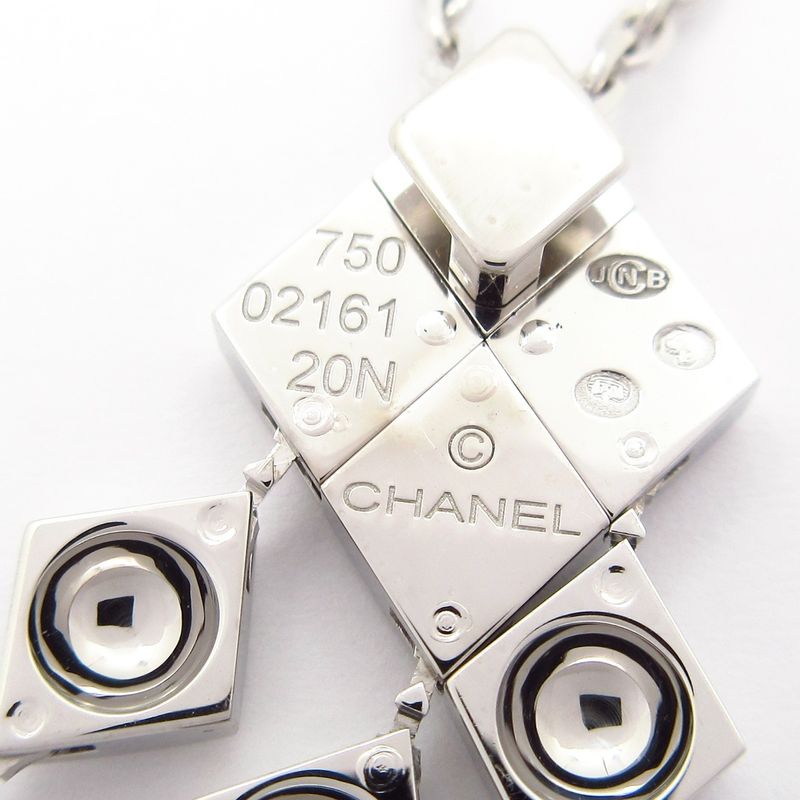 Chanel Necklace Matelasse 18k White Gold×diamond Pave Diamond