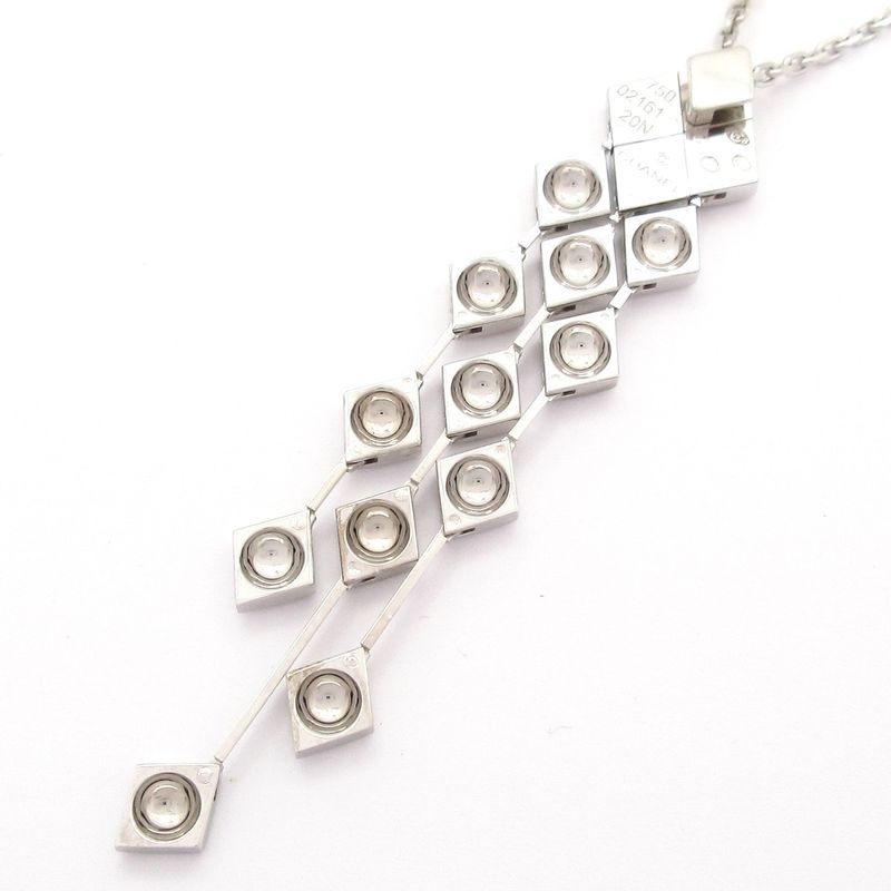 Chanel Necklace Matelasse 18k White Gold×diamond Pave Diamond