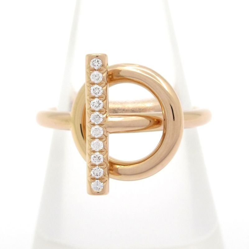 Hermes Ring Echape PM 18k Pink Gold X Diamond 10p Diamond