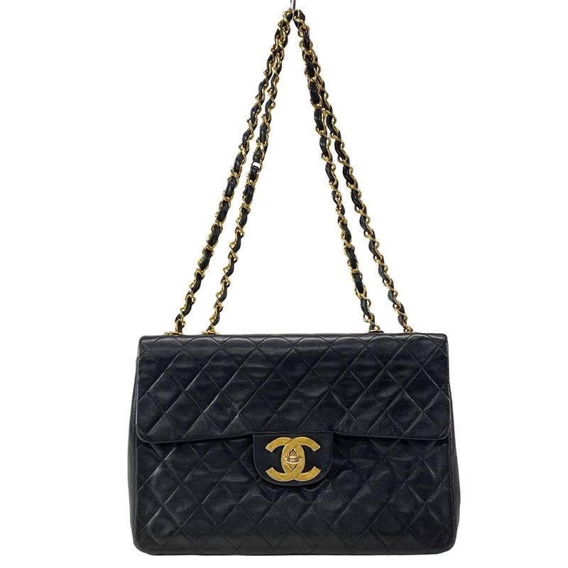 Chanel Shoulder Bag Big Matelasse A01094 Black Gold Hardware Chain Shoulder