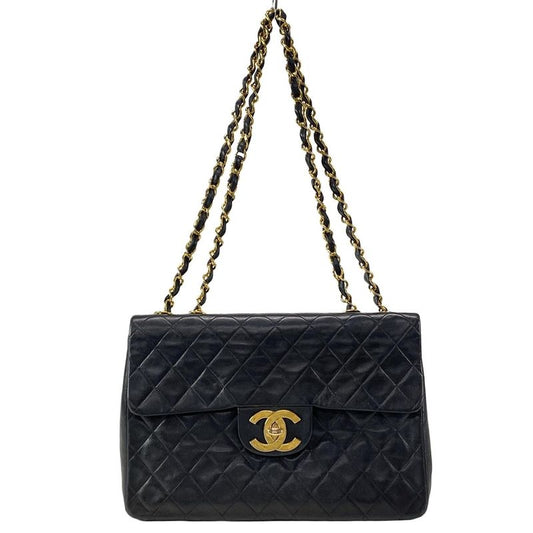 Chanel Shoulder Bag Big Matelasse A01094 Black Gold Hardware Chain Shoulder