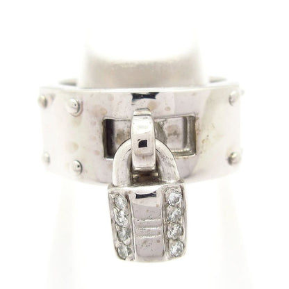 Hermes Ring 49 Kelly 18k White Gold X Diamond 16p Diamond