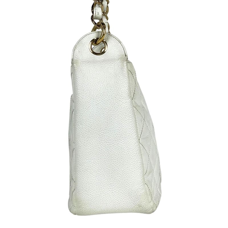 Chanel Coco Mark Chain Shoulder Bag Matelasse Shoulder Bag Caviar Skin White