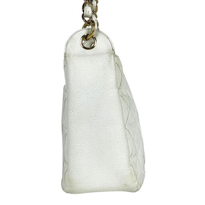 Chanel Coco Mark Chain Shoulder Bag Matelasse Shoulder Bag Caviar Skin White