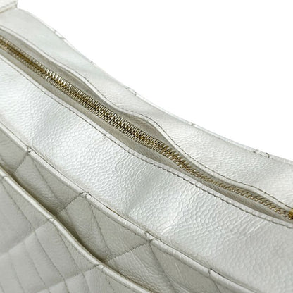 Chanel Coco Mark Chain Shoulder Bag Matelasse Shoulder Bag Caviar Skin White