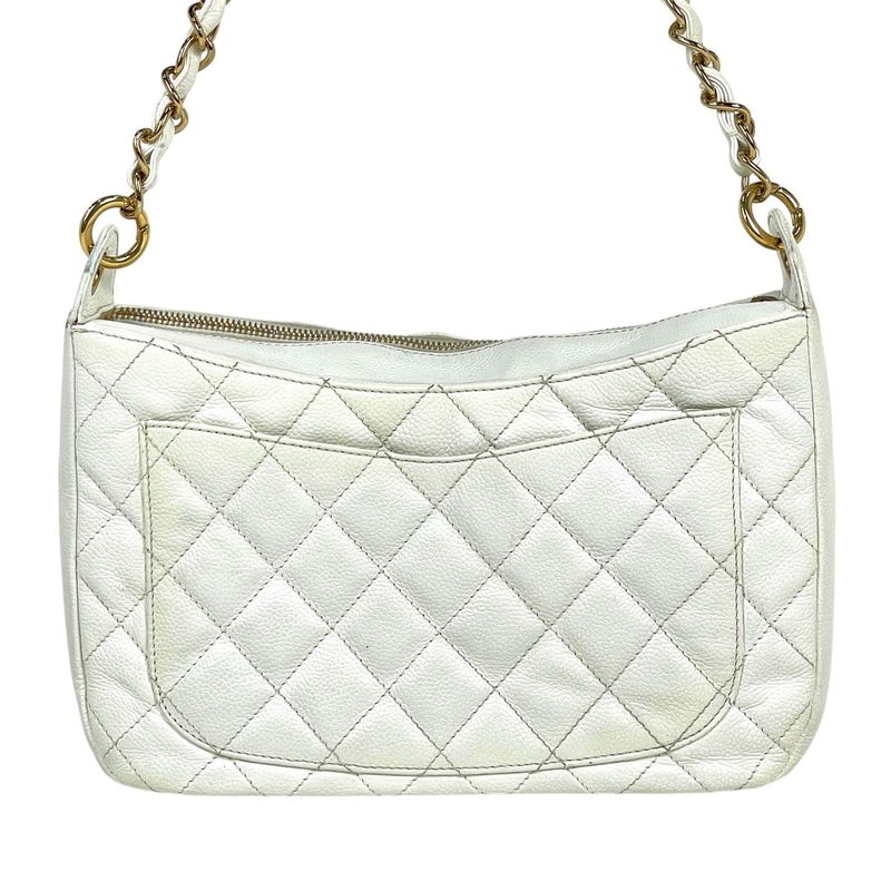 Chanel Coco Mark Chain Shoulder Bag Matelasse Shoulder Bag Caviar Skin White