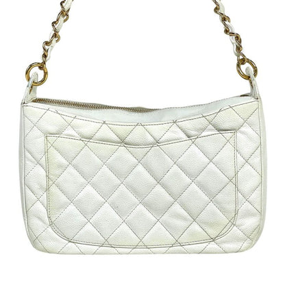 Chanel Coco Mark Chain Shoulder Bag Matelasse Shoulder Bag Caviar Skin White