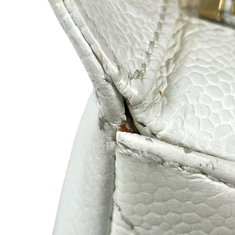 Chanel Coco Mark Chain Shoulder Bag Matelasse Shoulder Bag Caviar Skin White
