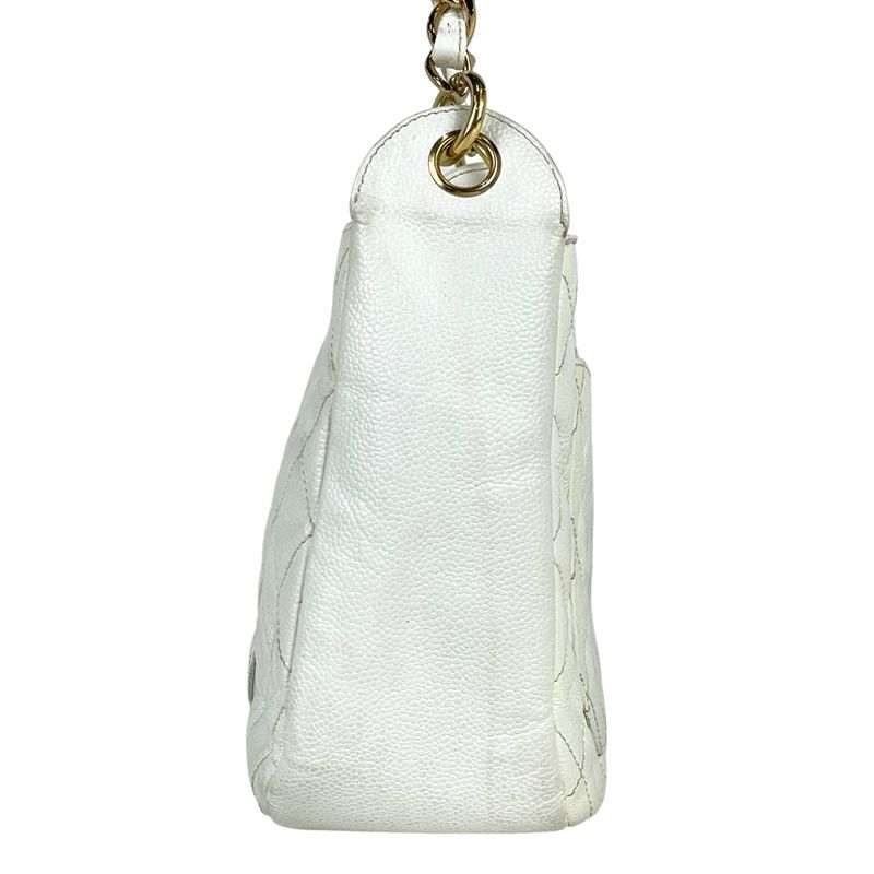 Chanel Coco Mark Chain Shoulder Bag Matelasse Shoulder Bag Caviar Skin White