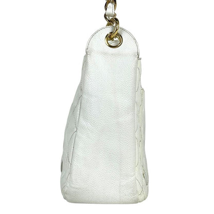 Chanel Coco Mark Chain Shoulder Bag Matelasse Shoulder Bag Caviar Skin White