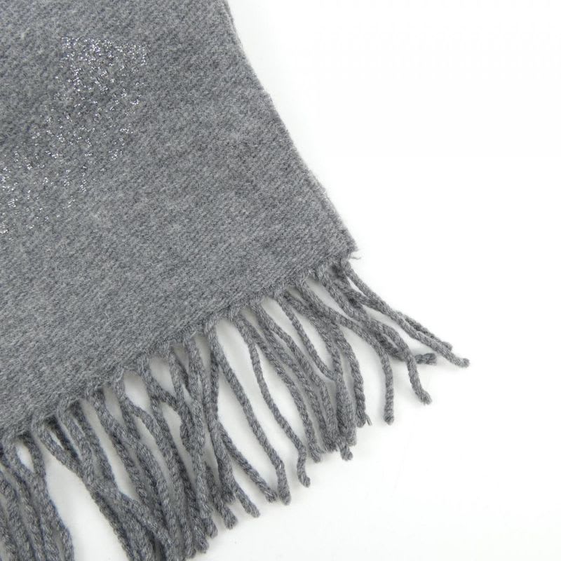 Chanel Grey Knitted Wool Muffler Scarf