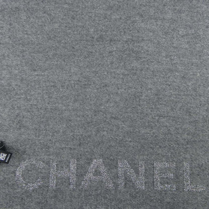 Chanel Grey Knitted Wool Muffler Scarf