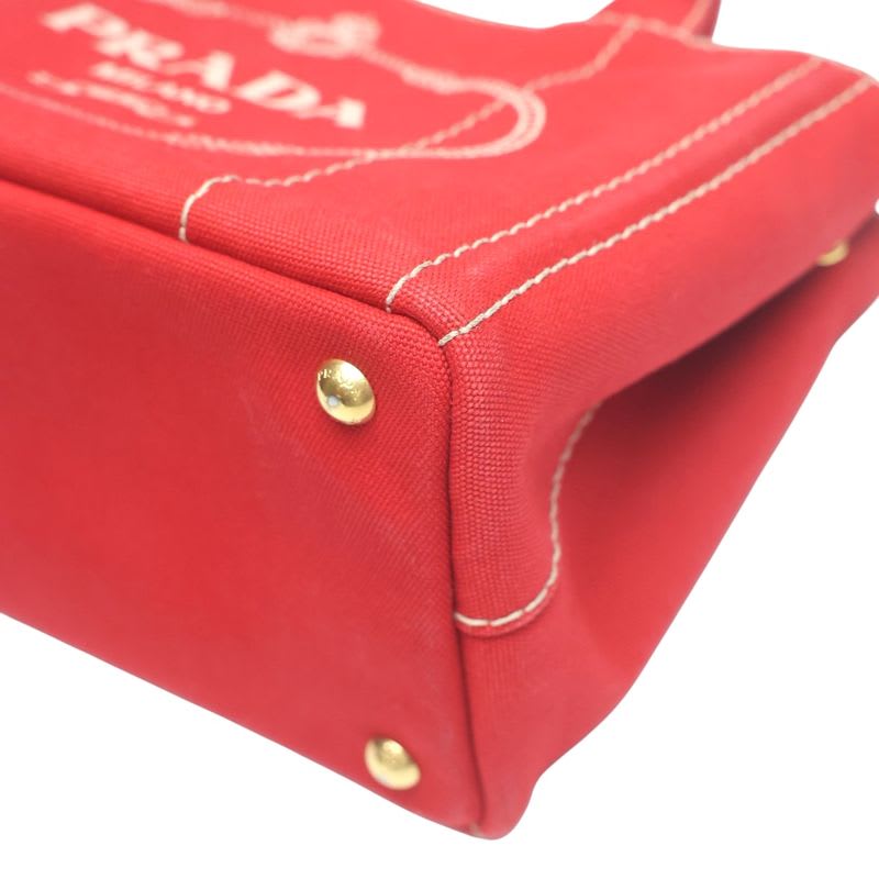 Prada 1 Bg439 Canvas Tote Bag Canapa Mini Red