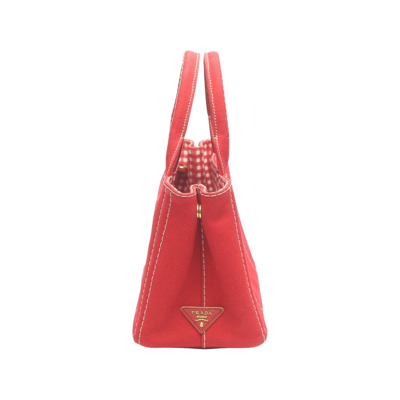 Prada 1 Bg439 Canvas Tote Bag Canapa Mini Red