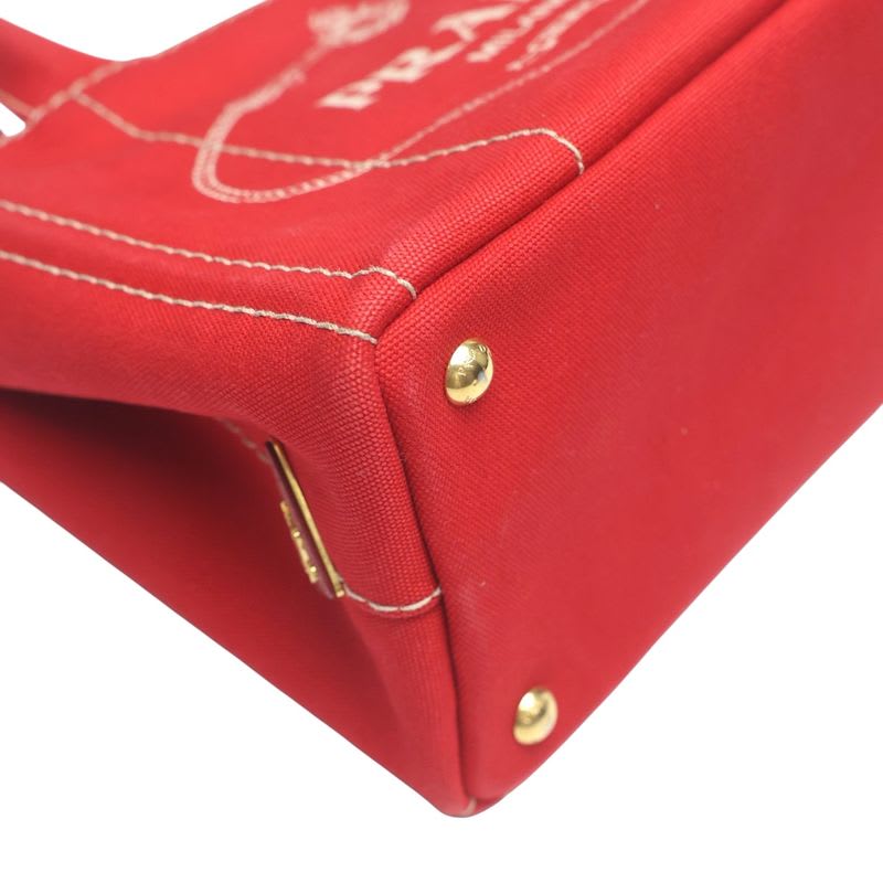 Prada 1 Bg439 Canvas Tote Bag Canapa Mini Red