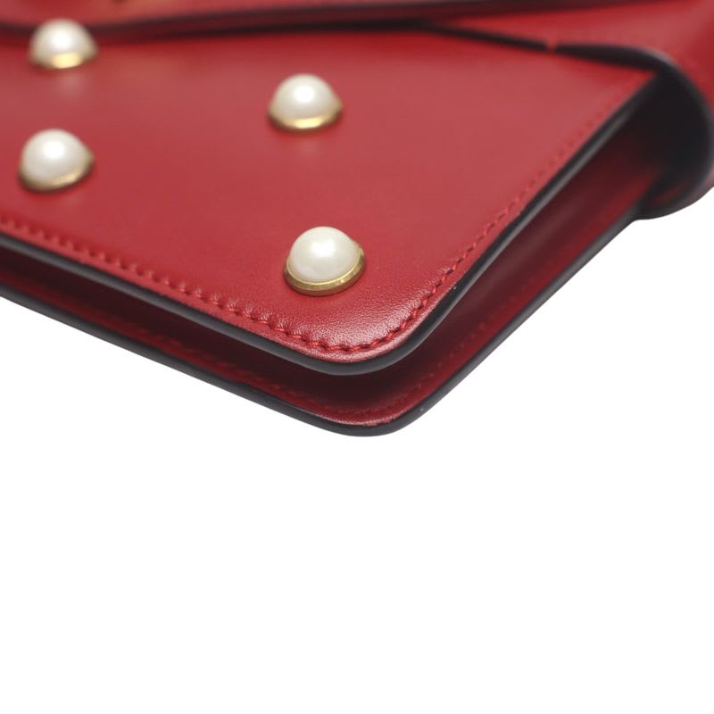 Gucci 2-Way Bag Shoulder Broadway Pearl Ruby Handbag Red