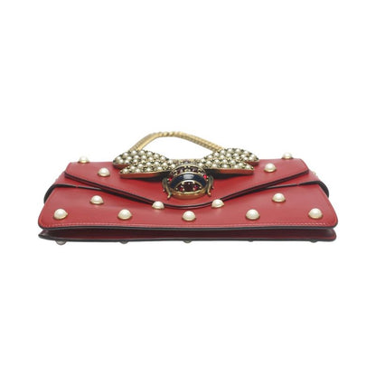 Gucci 2-Way Bag Shoulder Broadway Pearl Ruby Handbag Red
