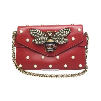 Gucci 2-Way Bag Shoulder Broadway Pearl Ruby Handbag Red