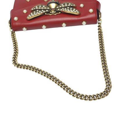 Gucci 2-Way Bag Shoulder Broadway Pearl Ruby Handbag Red