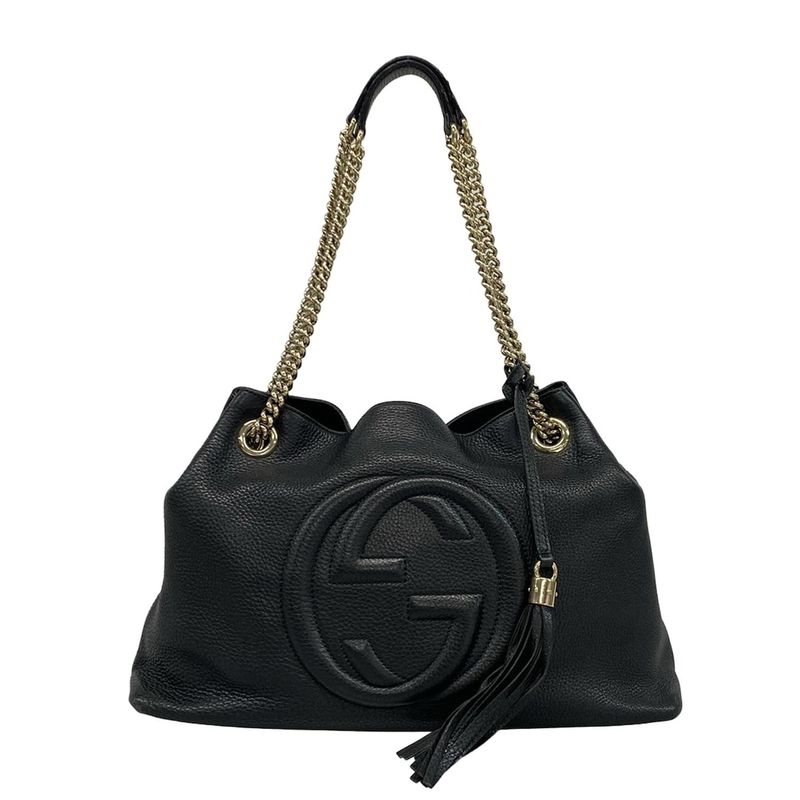Gucci Shoulder Bag Soho 308982 Black Chain Shoulder Leather