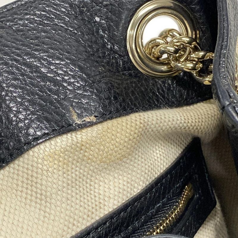 Gucci Shoulder Bag Soho 308982 Black Chain Shoulder Leather