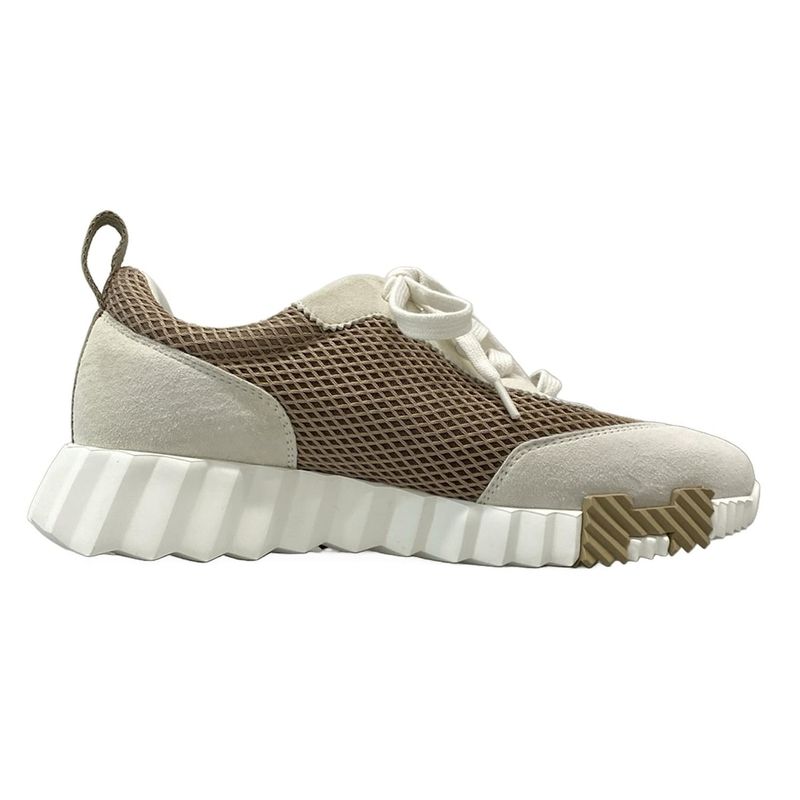 Hermes Sneakers 375 Women's Bouncing Light Gray X Dark Brown Mesh