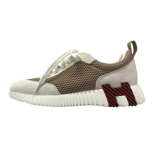 Hermes Sneakers 375 Women's Bouncing Light Gray X Dark Brown Mesh