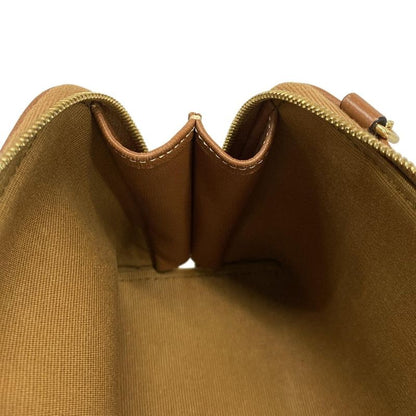 Celine Shoulder Bag Chain Clutch Triomphe Canvas Black X Dark Brown X Brown