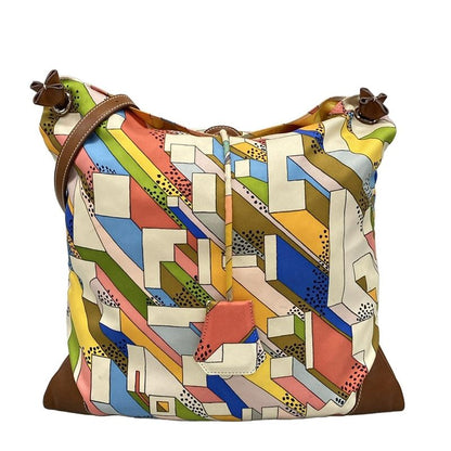 Hermes Shoulder Bag Silky City PM Ivory X Pink X Multi Silk