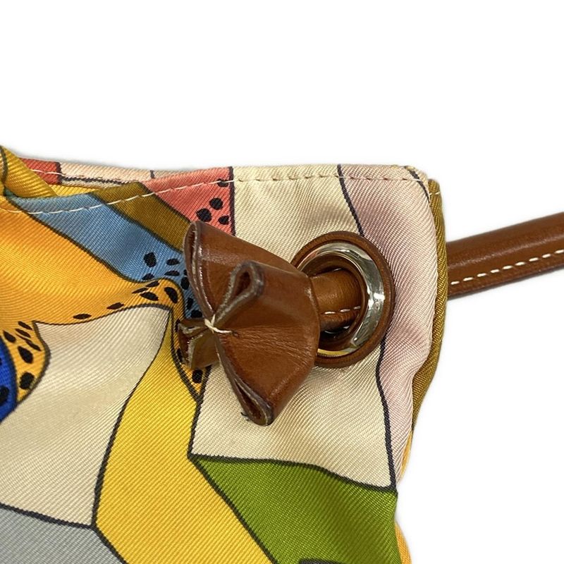 Hermes Shoulder Bag Silky City PM Ivory X Pink X Multi Silk