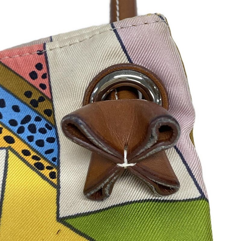 Hermes Shoulder Bag Silky City PM Ivory X Pink X Multi Silk