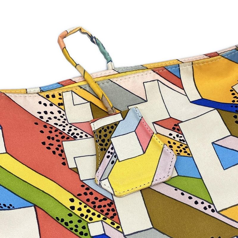 Hermes Shoulder Bag Silky City PM Ivory X Pink X Multi Silk