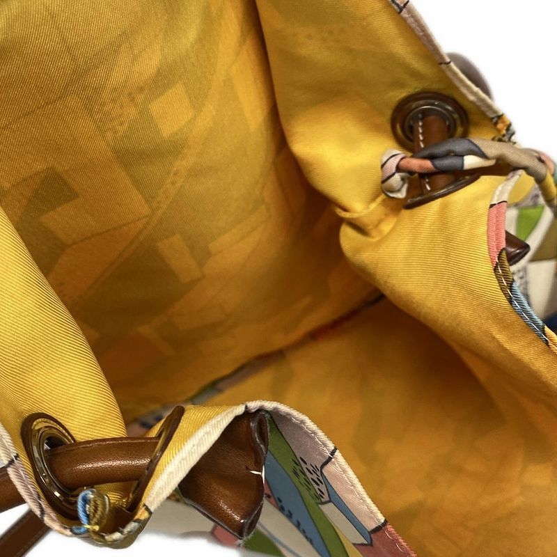 Hermes Shoulder Bag Silky City PM Ivory X Pink X Multi Silk