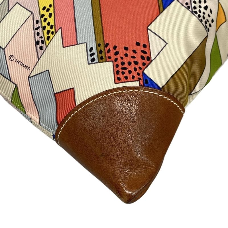 Hermes Shoulder Bag Silky City PM Ivory X Pink X Multi Silk