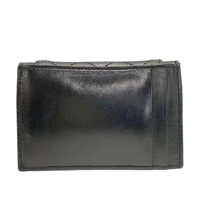 Saint Laurent Paris Coin Case 718357 Black Quilted with Card Case Leather